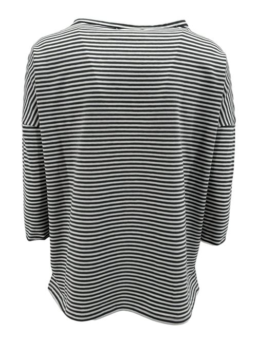 Women's white and gray 3/4 sleeve striped cotton t-shirt Alessandro Aste | TREVISOST01
